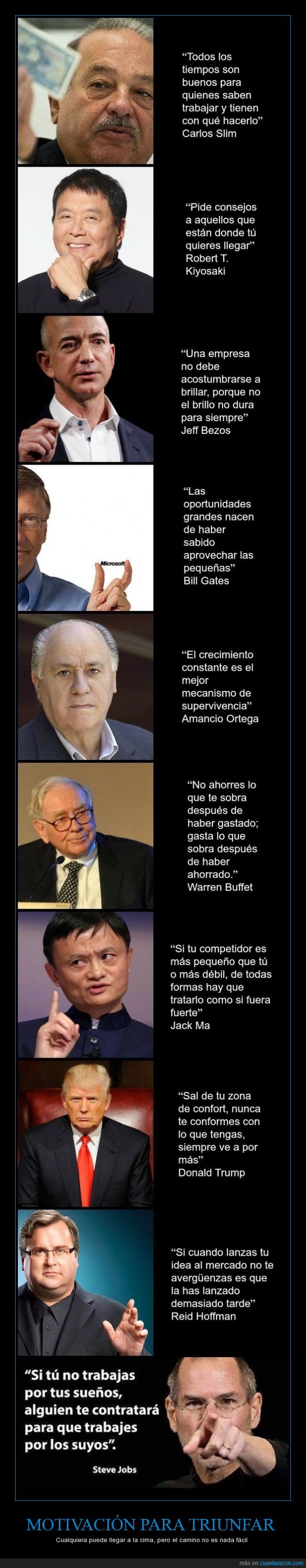 motivación,steve jobs,donald trump,carlos slim,bill gates,amancio ortega